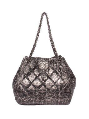 Chanel Chain Tote Shoulder Bag Silver